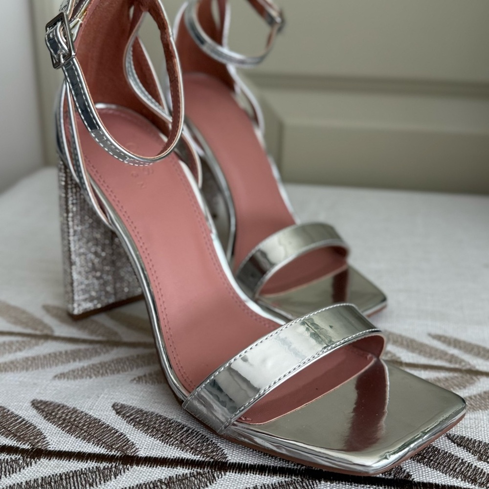 Metallic Sparkle Silver Heels